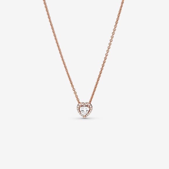 Brand New Pandora Sparkling Heart Collier Necklace. Rose Gold Plated - Picture 2 of 6